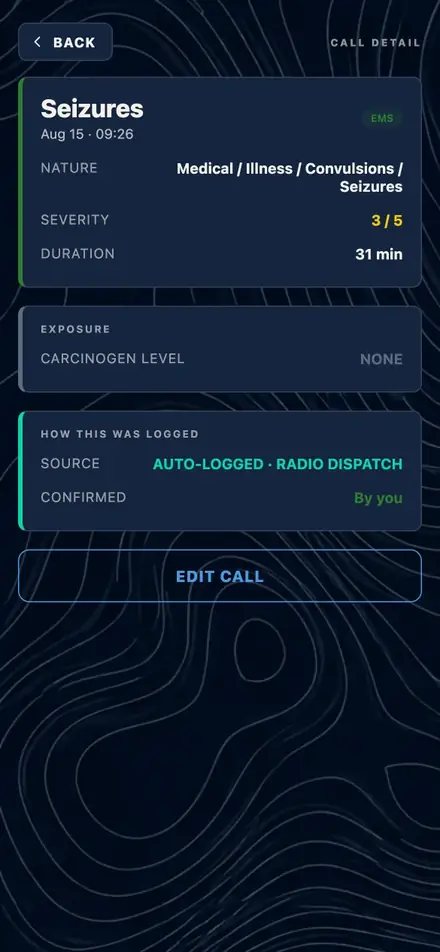 OHPAH: a call logged automatically from radio dispatch