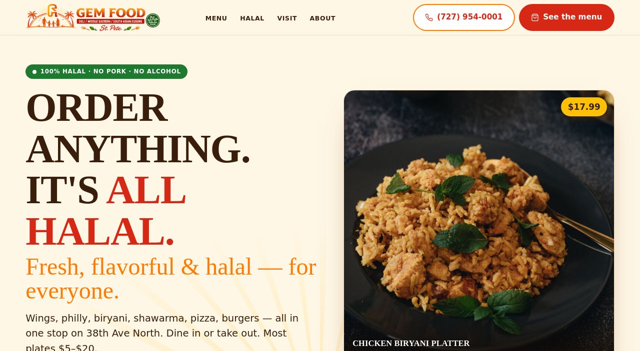 Gem Food website — halal restaurant in St. Petersburg, homepage screenshot