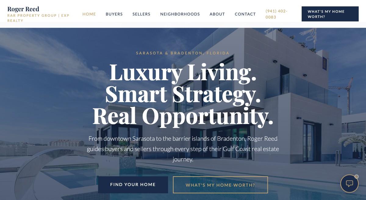 RAR Property Group website — Sarasota and Bradenton real estate, homepage screenshot